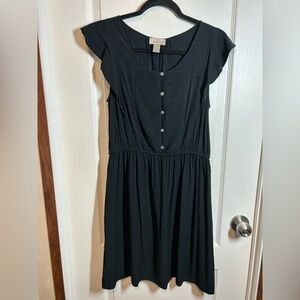 LOFT LBD Black Button-Front Dress - Size Medium